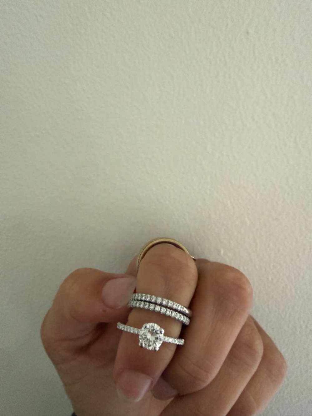 Tacori Silver Solitaire Engagement Ring w Double Pave Bands & Authenticity cards